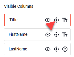 Pfeil auf das Verschiebesymbol in der Mitte des Spaltenkastens Title zum Ziehen per Drag-and-Drop
