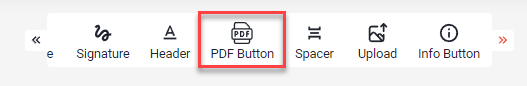 Elementleiste im App Designer mit hervorgehobenem Element PDF Button zwischen Header und Spacer